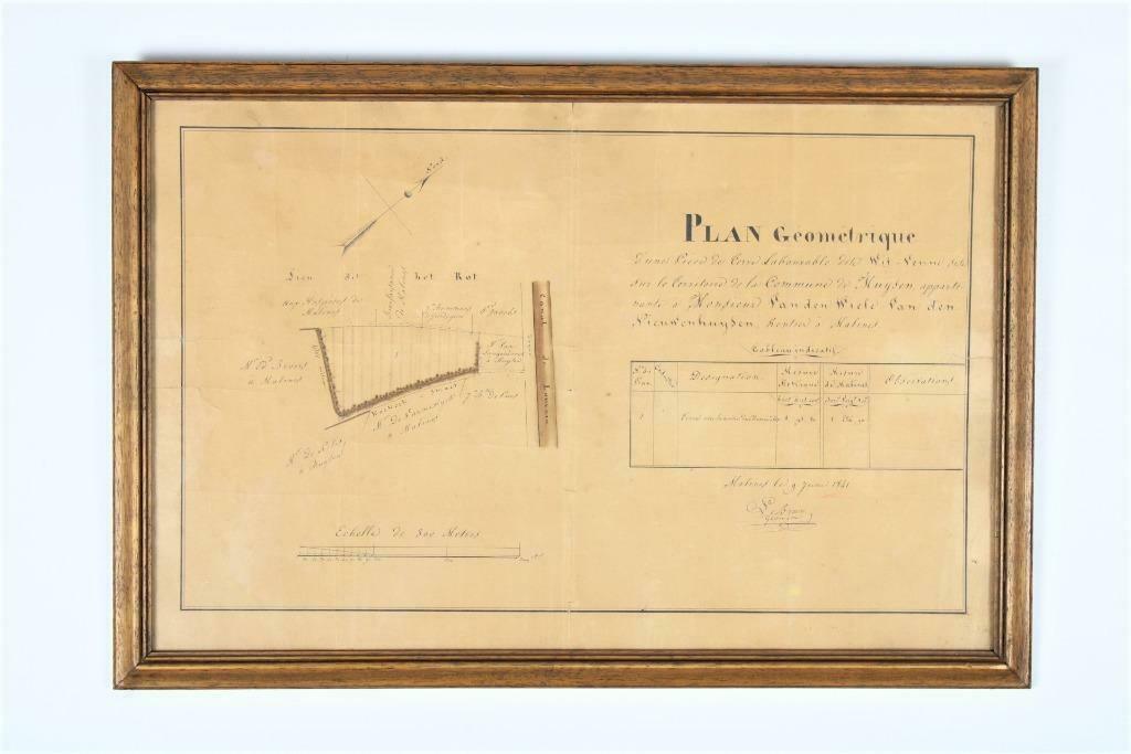 Perceelsplan in Muizen, 1841, Antiek en Kunst, Curiosa en Brocante, Ophalen of Verzenden