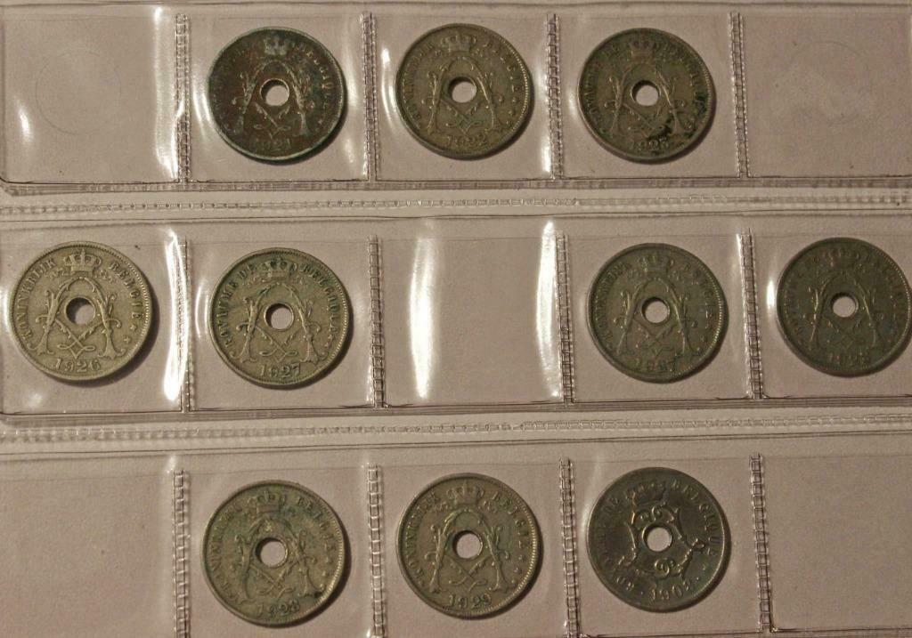 9 x 25 cent Albert  1 x 25 cent Leopold 2, Ophalen of Verzenden, Overig, Setje
