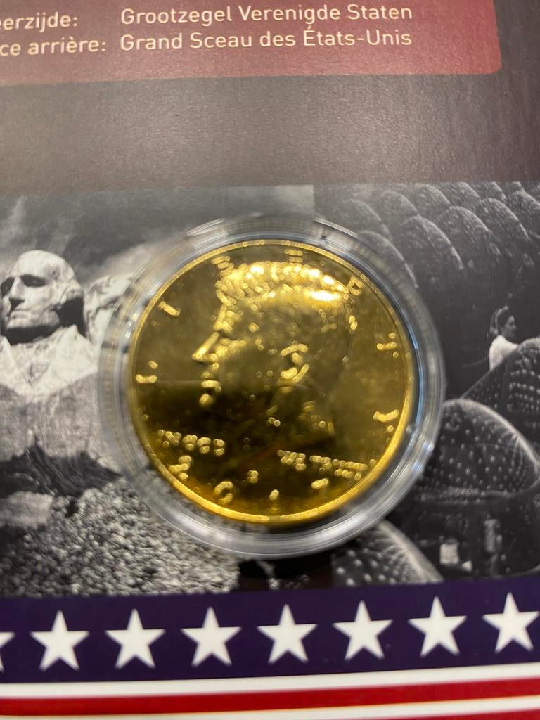 Halve Dollar John F.Kennedy Goud Verguld, Ophalen of Verzenden