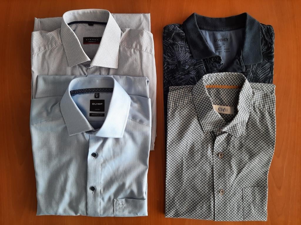 3 Hemden en 1 polo shirt, maat 40, Enlèvement ou Envoi, Bleu