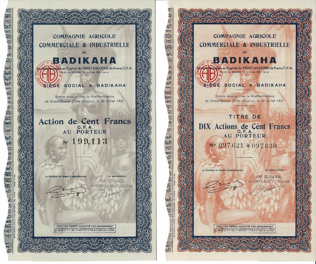 Lot 18 x - Agriculture, commerce et industrie de Badikaha, Envoi, 1920 à 1950, Action