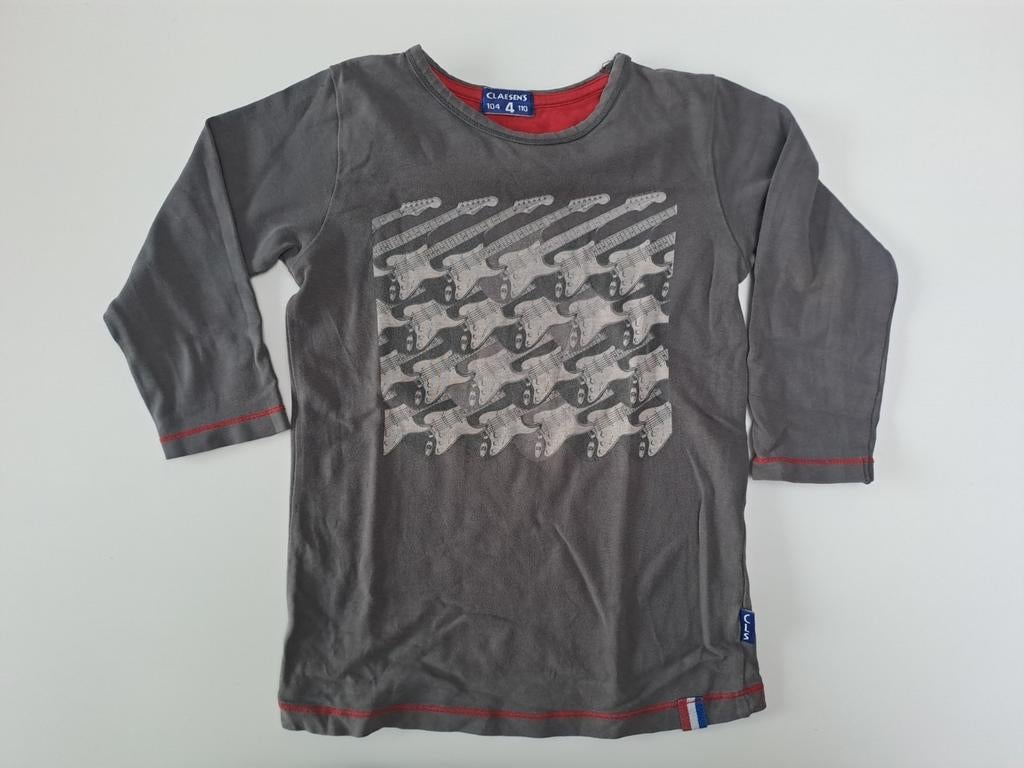 T-shirt gris à manches longues pour guitare t 104-110, Claesens, Garçon, Enlèvement ou Envoi, Chemise ou À manches longues