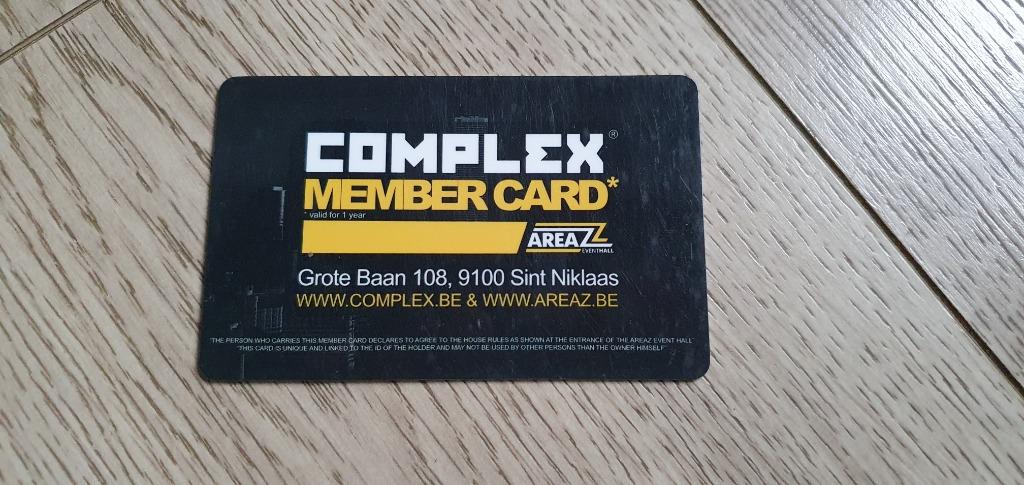 Member Card Complex - Areaz Event Hall - Sint Niklaas, Verzamelen, Ophalen of Verzenden, Gebruikt, Overige typen