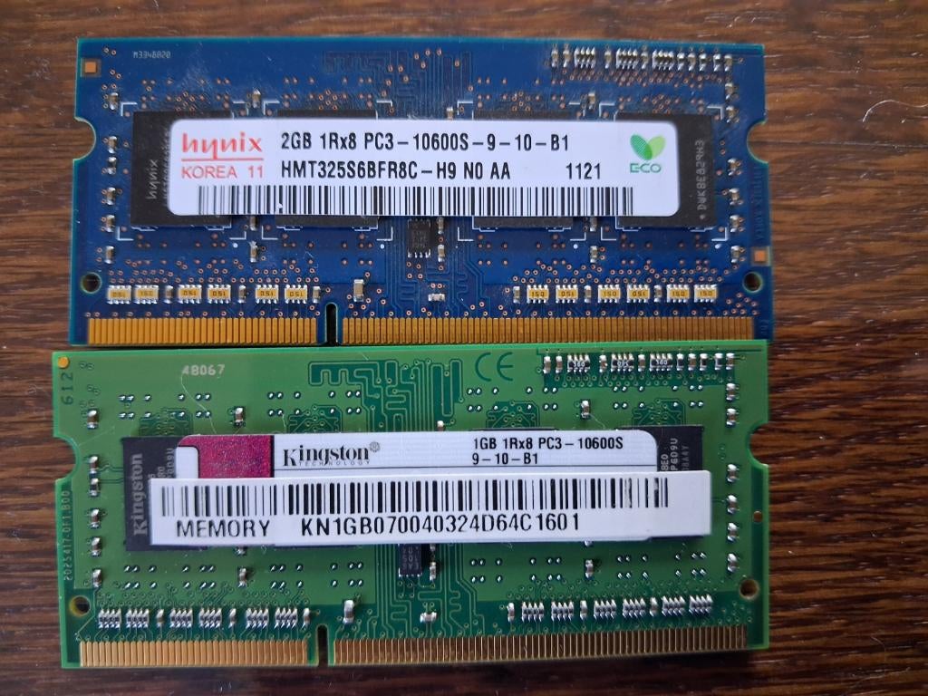 laptop geheugen DDR3   2GB en 1GB, Ophalen, Gebruikt, DDR3, Laptop