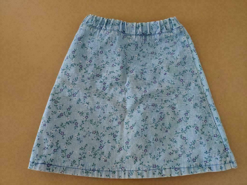 Retro vintage jeansrokje met bloemetjes ,  maat  104 110, Enlèvement ou Envoi, Utilisé, Fille, Robe ou Jupe