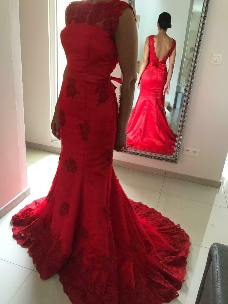 Magnifique robe de soirée rouge *** Prachtig feestkledij rod, Comme neuf, Taille 36 (S), Vêtements