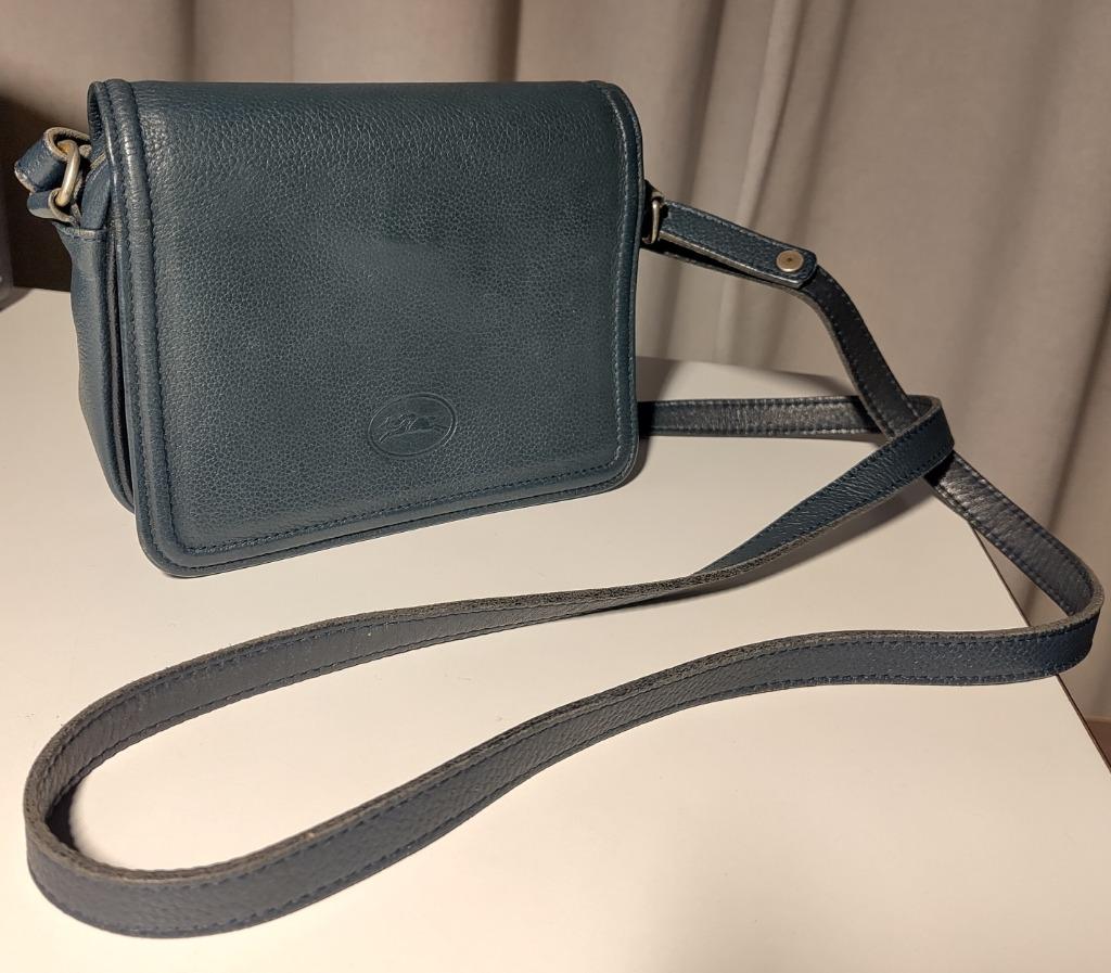 Handtas leder Longchamps, Ophalen, Gebruikt, Blauw, Handtas