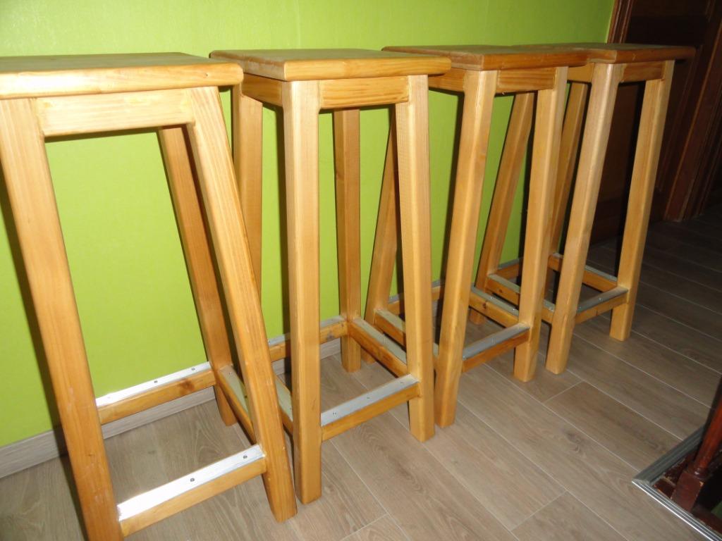Tabourets de bar, Maison & Meubles, Tabourets de bar, Neuf, 60 à 90 cm, Bois, 4 tabourets, Avec repose-pieds, Enlèvement