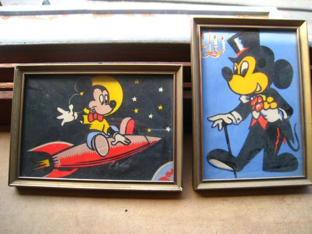DISNEY MICKEY FRAME OUDE VILTENKAART vintage, Ophalen of Verzenden, Mickey Mouse, Zo goed als nieuw, Papier, Kaart of Schrift