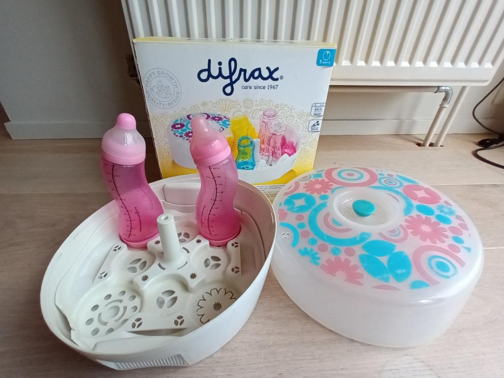 Difrax 6 babyflessen + magnetronsterilisator, Kinderen en Baby's, Babyvoeding en Toebehoren, Ophalen of Verzenden, Gebruikt, Sterilisator