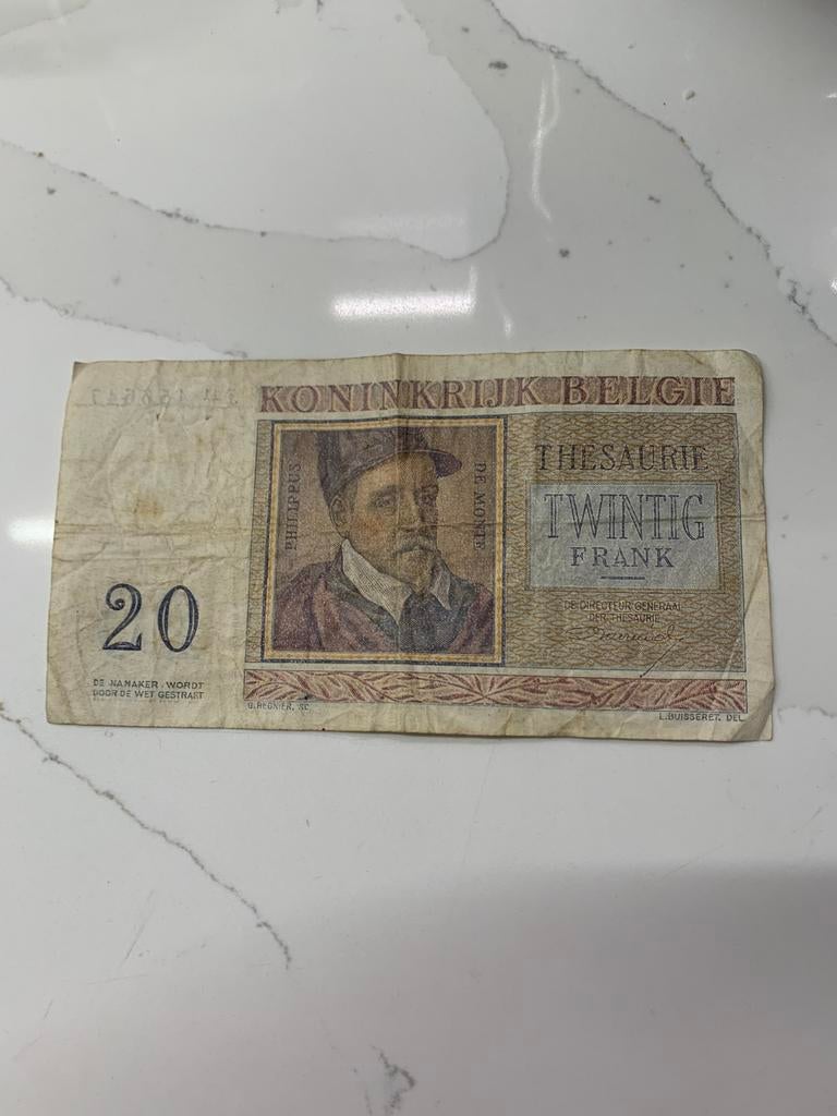 Bankbiljet 20 frank 03-04-1956, Ophalen of Verzenden, Los biljet