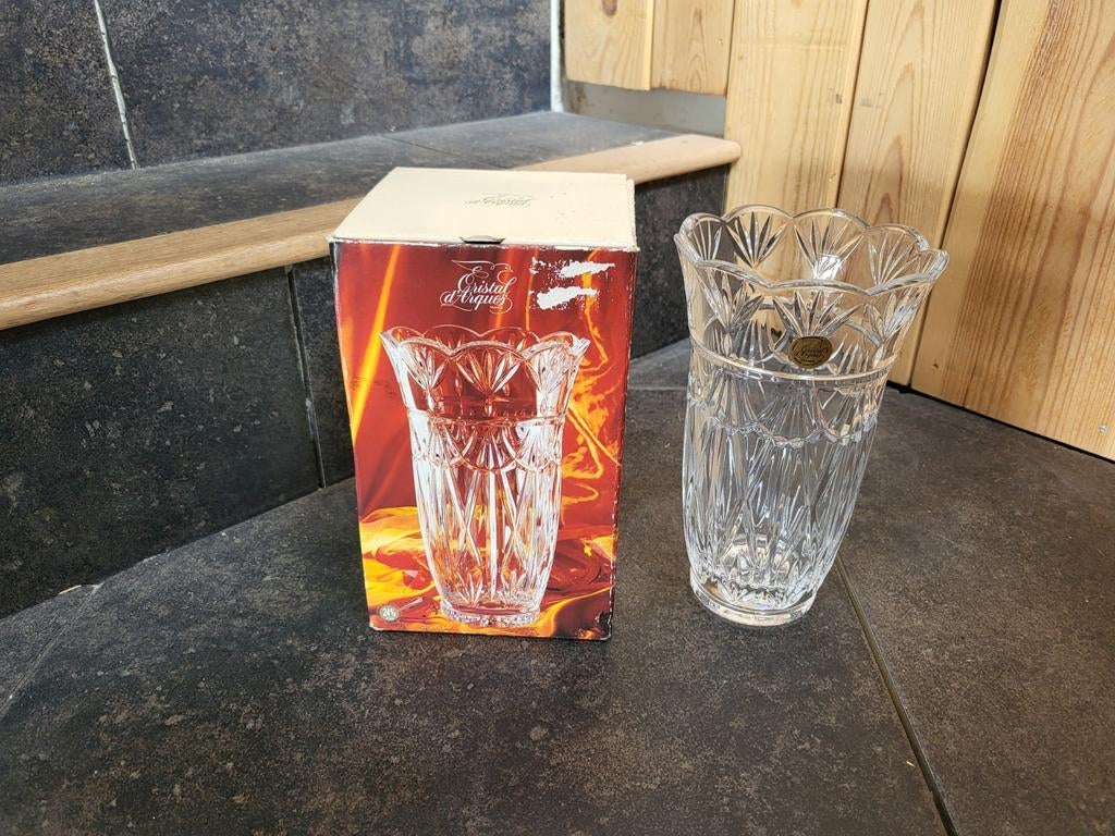 Vase Cristal d'Arques "Nice" + 4 flûtes à Champagne, Enlèvement ou Envoi, Comme neuf, Cristal