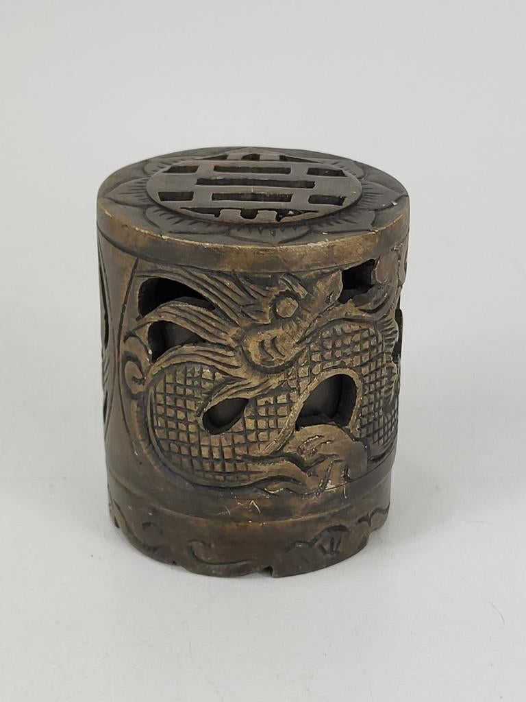 Oude Chinees Speksteen Censer met 'Dubbel Geluk' (囍), Ophalen of Verzenden