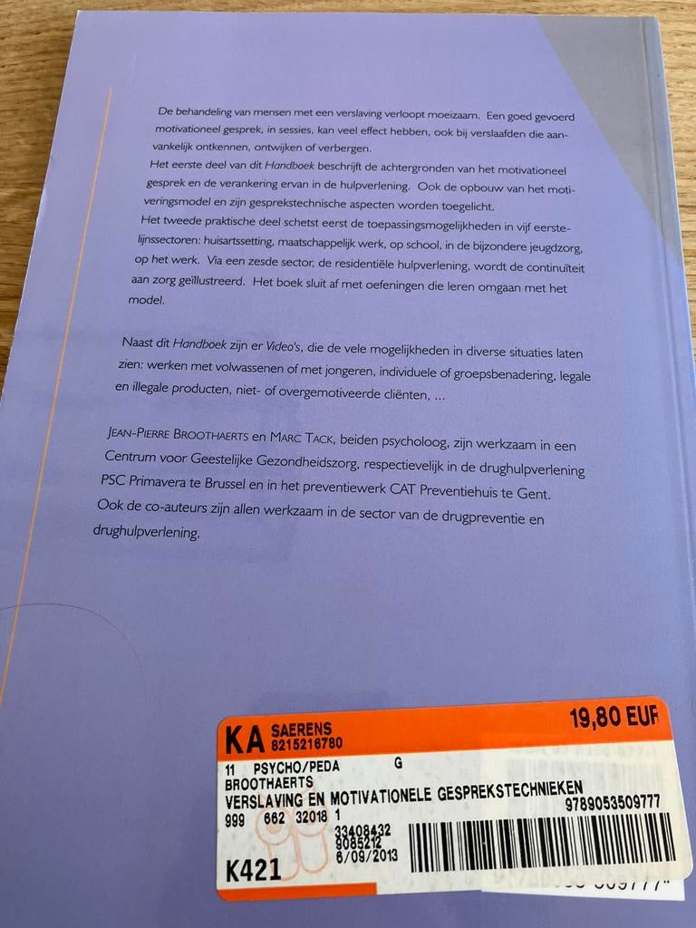 Verslaving en motivationele gespreksvoering, Boeken, Ophalen of Verzenden, Zo goed als nieuw