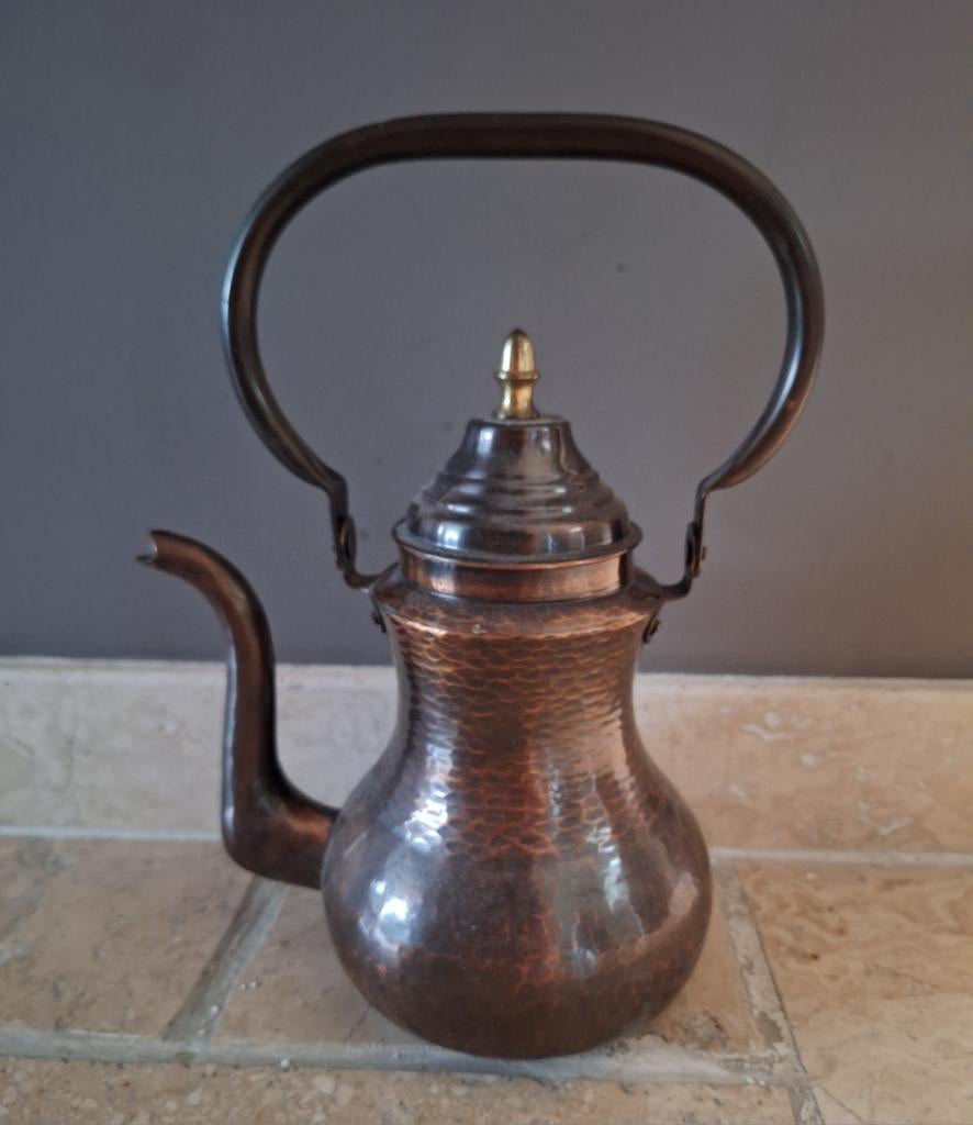 Antieke koperen waterkan koffiekan theekan water koffie thee, Enlèvement ou Envoi