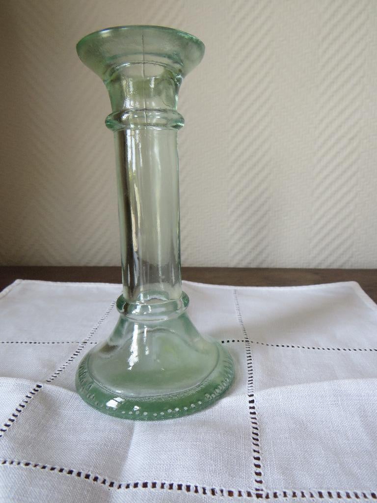 Bougeoir en verre, Moins de 25 cm, Enlèvement ou Envoi, Utilisé, Bougie