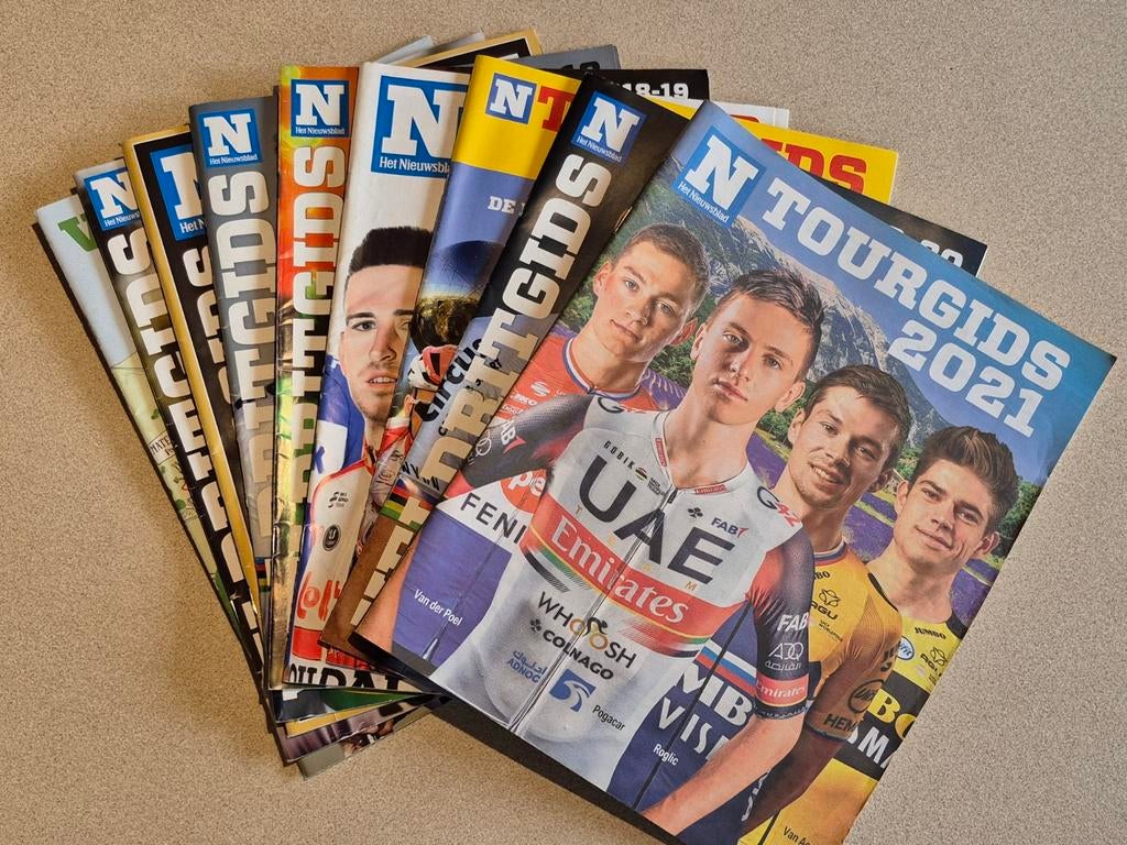 Het Nieuwsblad Veldritgids Wielergids Tourgids; 9 stuks, Boeken, Tijdschriften en Kranten, Ophalen of Verzenden, Overige typen