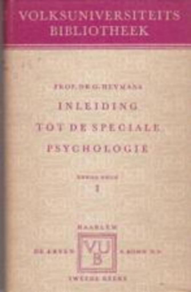 Inleiding tot de speciale psychologie deel i, Enlèvement ou Envoi, Psychologie clinique, Comme neuf, G. Heyman