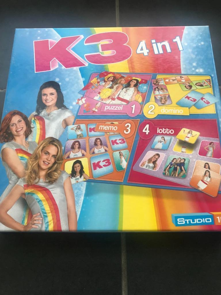 K3 4 in 1 puzzel domino memo lotto, Ophalen of Verzenden, Gebruikt, Puzzelen
