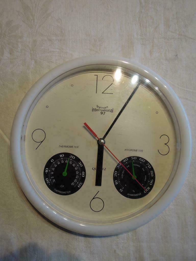 wanduurwerk Syman international 97 thermometer hygrometer, Enlèvement ou Envoi, Utilisé, Analogique, Horloge murale