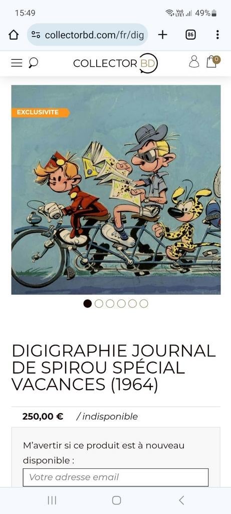 Dagboek voor digigrafie van Spirou Spécial Spirou. HENNEBELL, Verzamelen, Ophalen of Verzenden