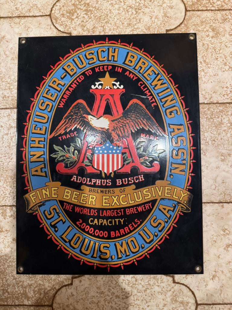 Email bord anheuser busch budweiser retro, Ophalen of Verzenden