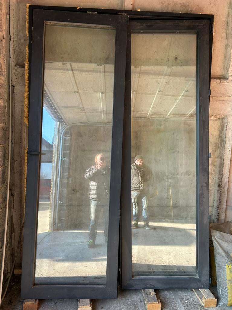 Dubbel raam met deur en veiligheidsglas, Doe-het-zelf en Bouw, Raamkozijnen en Schuifdeuren, Ophalen, Zo goed als nieuw