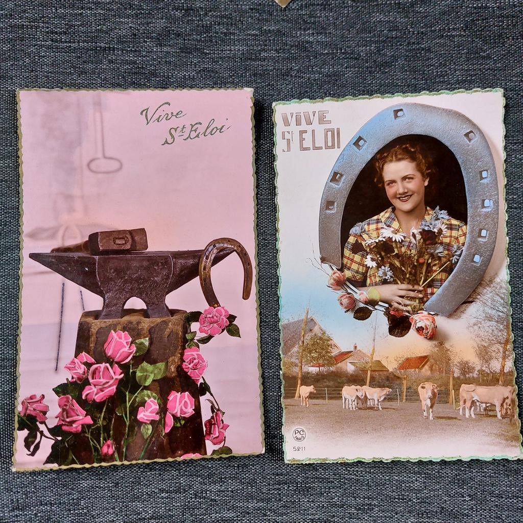 2 oude fantasiekaarten St.Eloi, Verzamelen, Ophalen of Verzenden