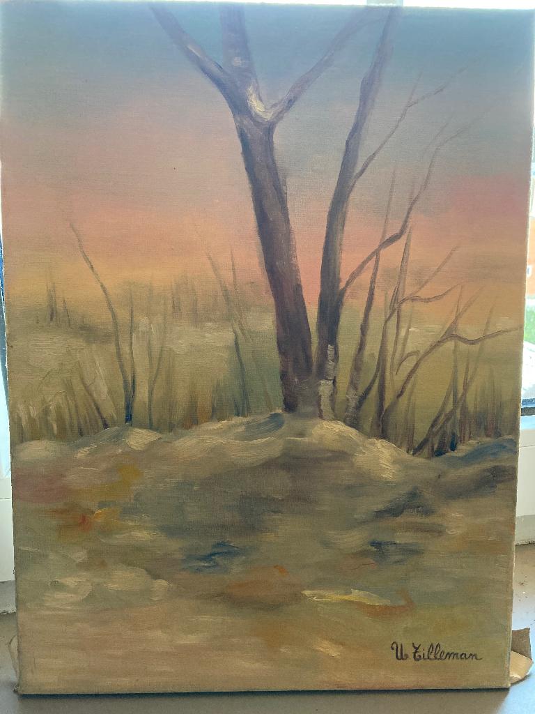 Schilderij winterlandschap, Ophalen