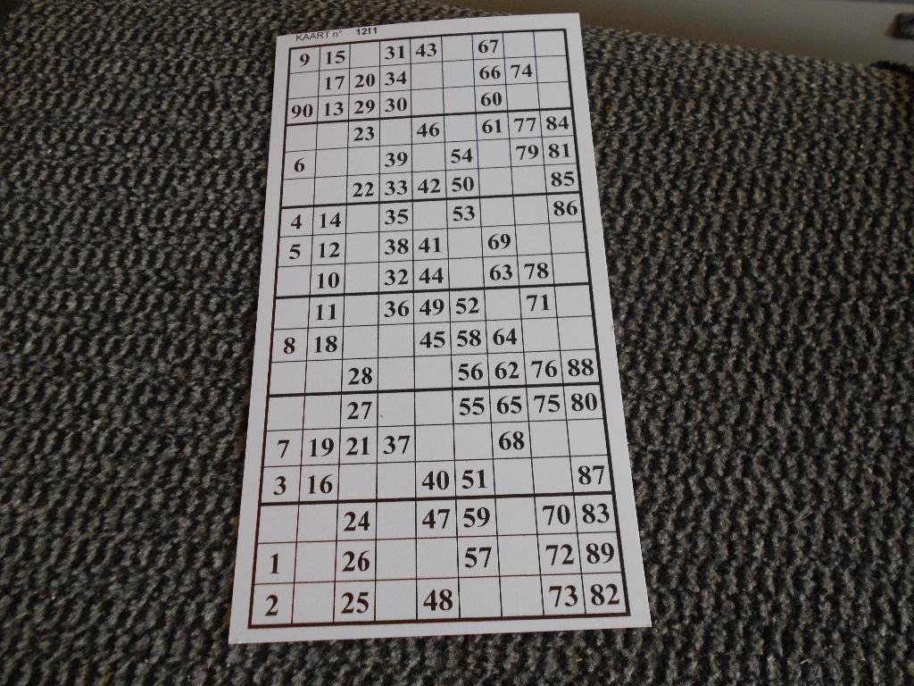 Bingokaarten of kienkaarten, Ophalen, Nieuw