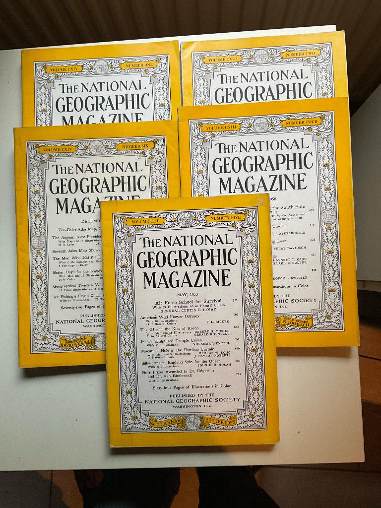 THE NATIONAL GEOGRAPHIC 5 ANNÉES 1950, Enlèvement ou Envoi, Utilisé, Science et Nature