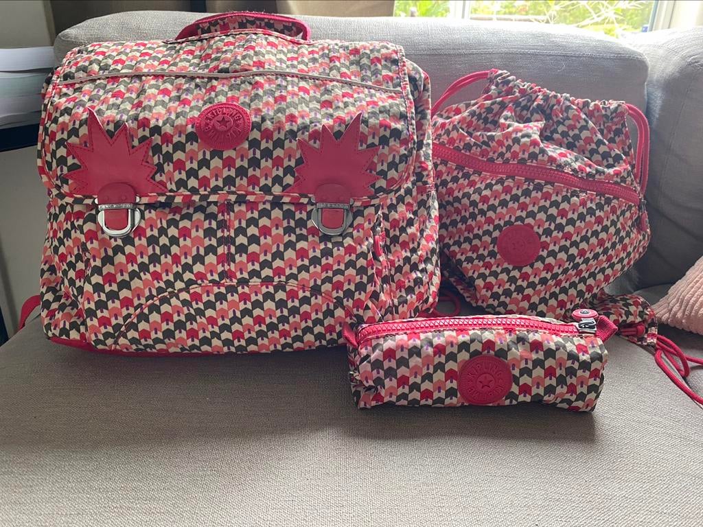 Mooie set Kipling, boekentas, pennezak en turnzak, Ophalen, Zo goed als nieuw