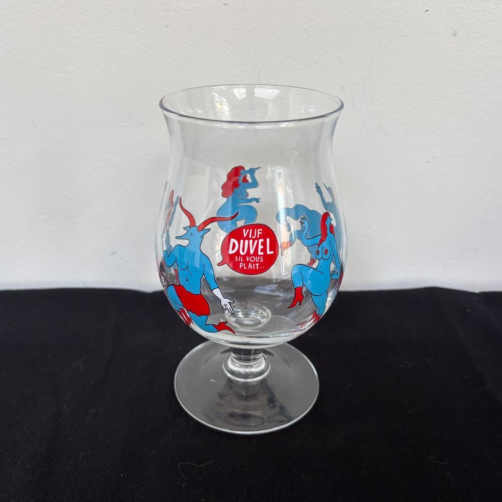 Duvel glas Parra (met blauwe binnenkant), Ophalen of Verzenden, Nieuw, Glas of Glazen, Duvel