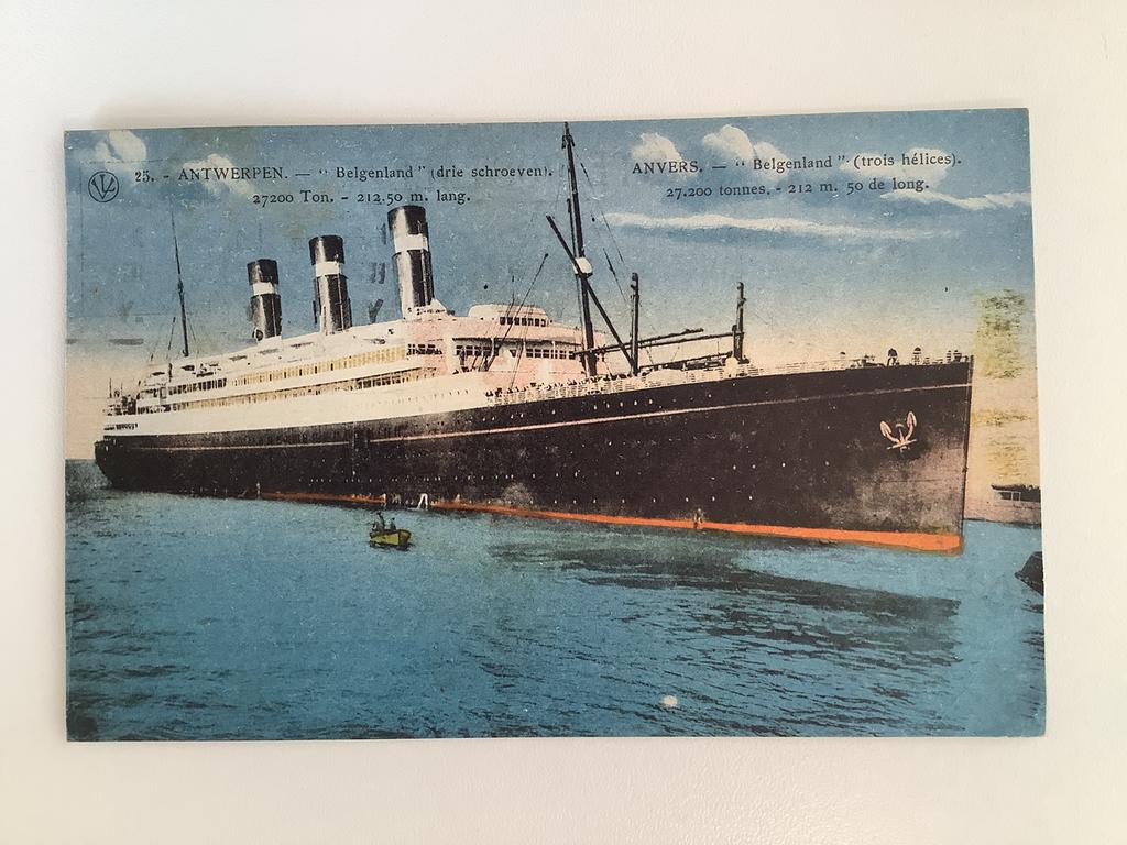 Gelopen postkaart schip Belgenland Red Star Line Antwerpen, Ophalen of Verzenden, 1920 tot 1940, Gelopen, Voertuig