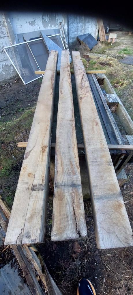 Massief eiken balken. Afm: L 2000 x 100 x70 3 stuks, Tuin en Terras, Palen, Balken en Planken, Ophalen, Balken