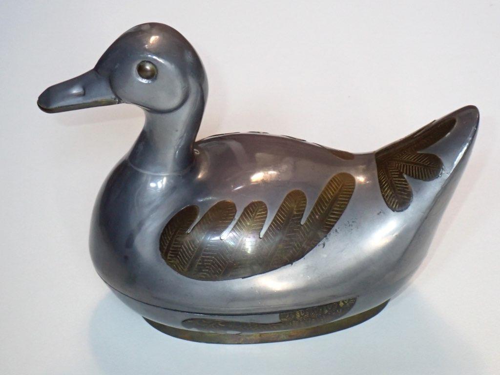 Tinnen doos met eend, Antiek en Kunst, Antiek | Tin, Ophalen