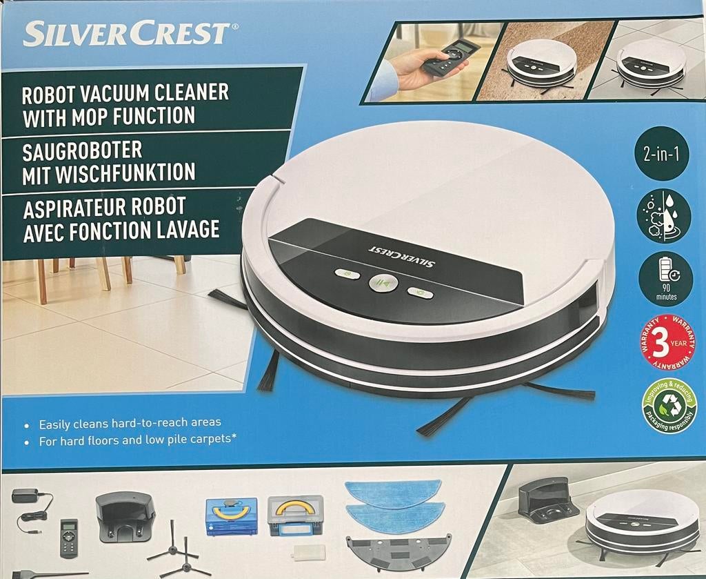 Aspirateur robot SilverCrest avec fonction balai, Electroménager, Enlèvement, Comme neuf, Aspirateur robot
