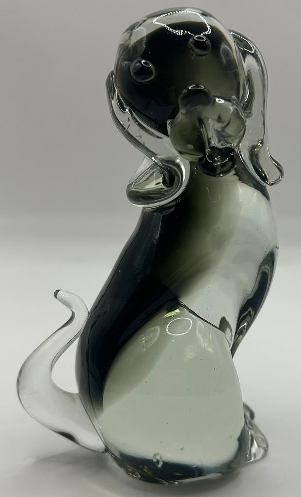 Campanella murano glazen smoked hond beeldje, Ophalen of Verzenden