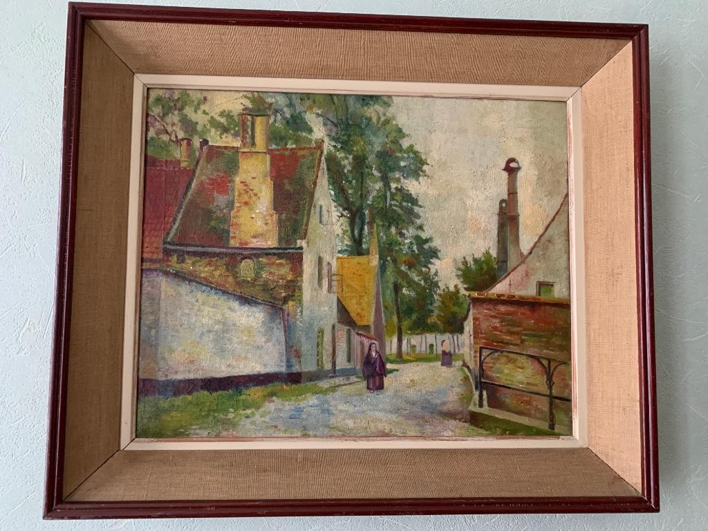 Peinture sur toile béguinage, Antiquités & Art, Enlèvement