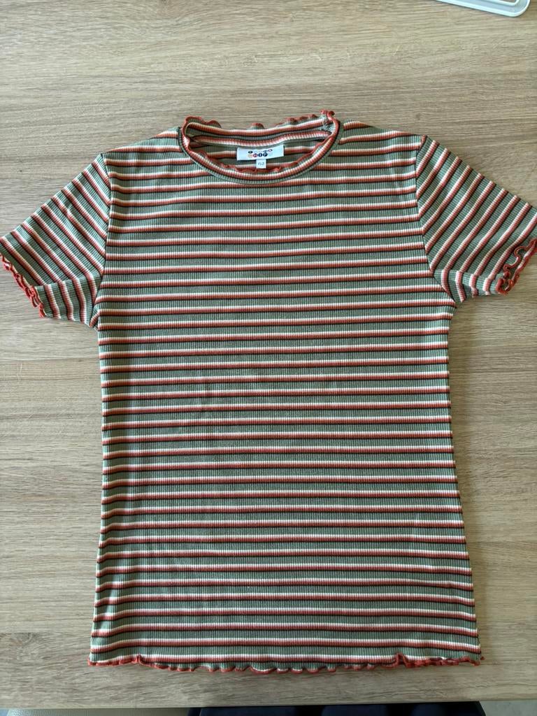 Gestreept kaki ribbelshirt van JBC maat 152, Kinderen en Baby's, Kinderkleding | Maat 152, Gebruikt, Meisje, JBC, Ophalen of Verzenden