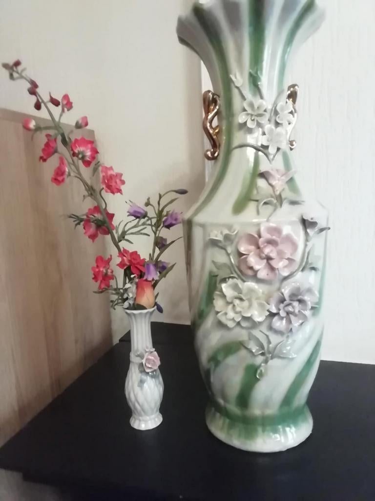 Grand vase  fleuris vintege 56cm, Ophalen, Zo goed als nieuw