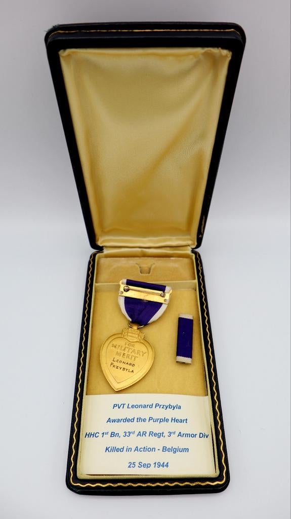 US WWII 3rd Armored Division, Killed in Action Purple Heart, Verzamelen, Ophalen of Verzenden, Landmacht, Lintje, Medaille of Wings