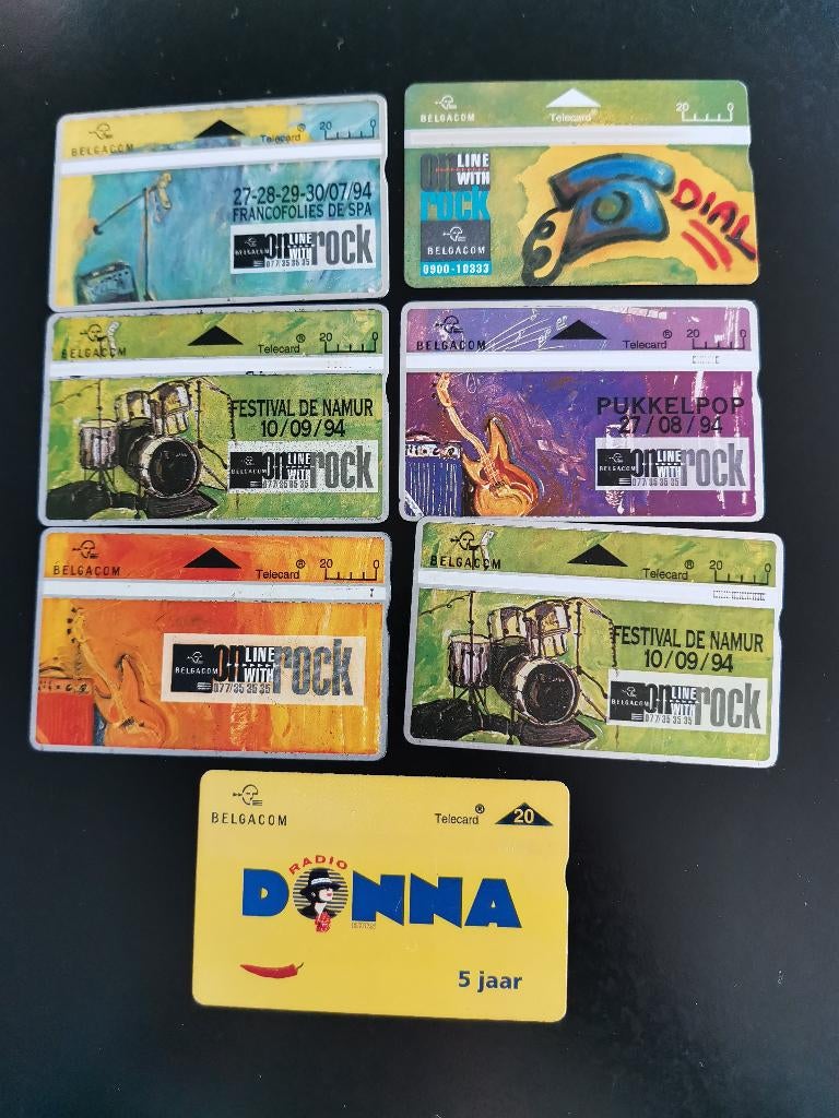 7 cartes de téléphone, thème festivals de musique , radio, Enlèvement ou Envoi