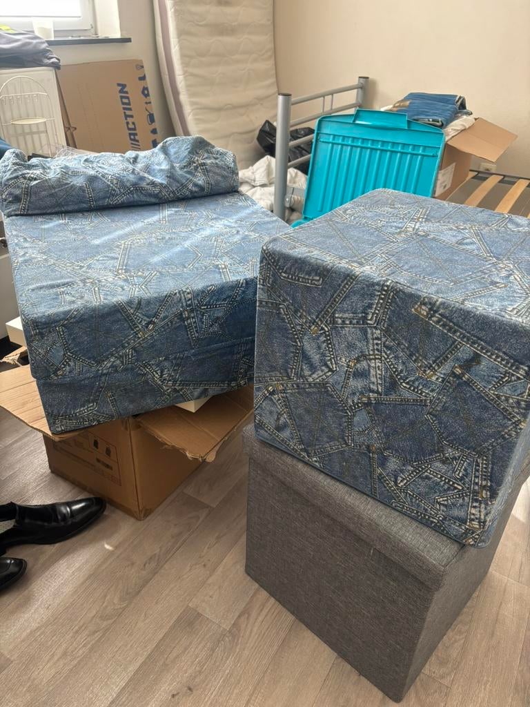 2 fauteuils chauffeuse + pouf assorti neufs, Maison & Meubles, Chambre à coucher | Canapés-lits, Neuf, Enlèvement