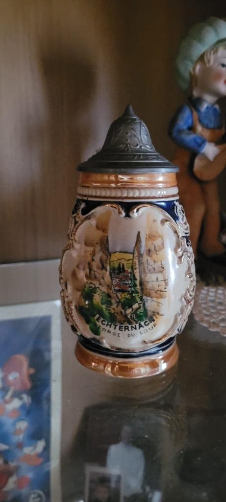 Steengoed en tinnen bierpul met Echternacht-decor, Ophalen of Verzenden