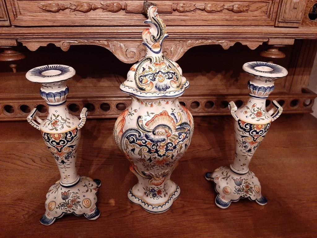 Paire de bougeoirs + vase  "Rouen", Ophalen of Verzenden
