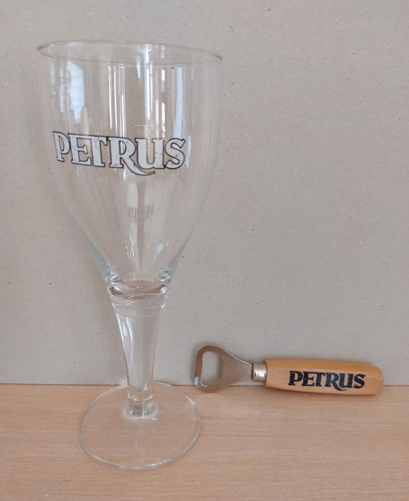 Bierglas + opener Petrus, Brouwerij De Brabandere Bavikhove, Ophalen of Verzenden, Zo goed als nieuw, Flesopener, Overige merken