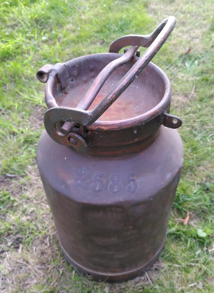 Pot à lait ancien en cuivre, numéroté 2585 (9,6 kg), Enlèvement