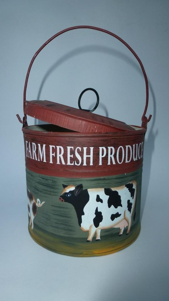 boîte ronde en métal avec couvercle vache, Enlèvement ou Envoi, Comme neuf, Brun, Boîte