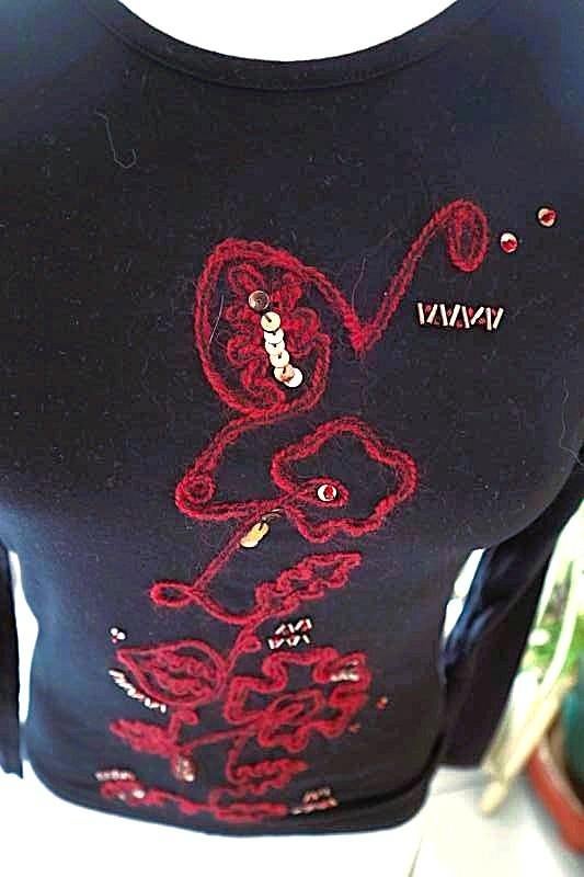 creatief bloem zwart ’90-ties T-shirt, Zwart, Un Jour Ailleurs, Ophalen of Verzenden, Lange mouw